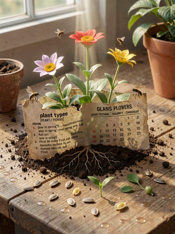 Epic 3D scene: a weathered seed packet l